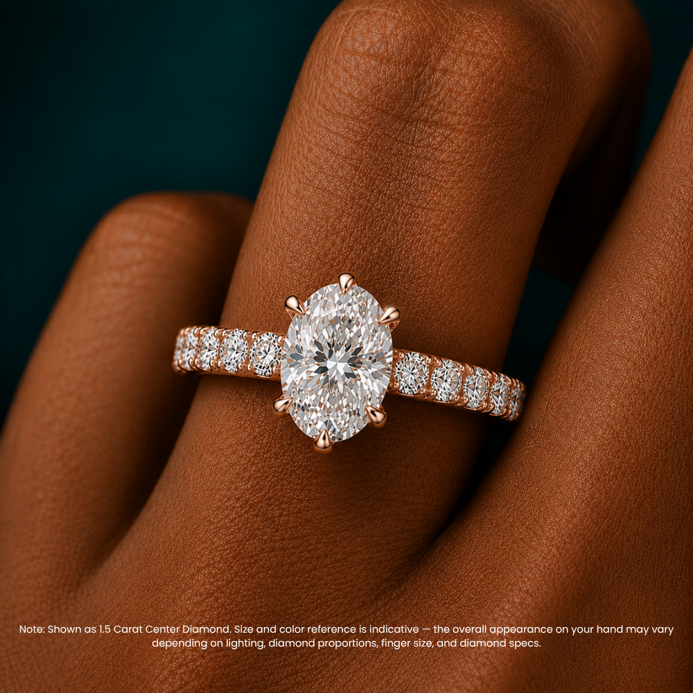 Venera Pave Oval Lab Grown Diamond Engagement Ring (0.5 ct Band) in 18K Gold