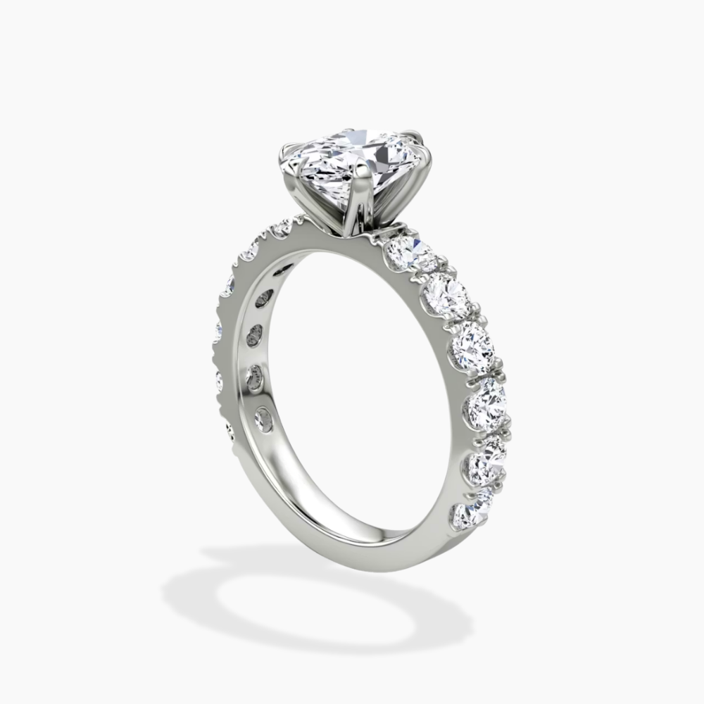 Venera Pave Oval Lab Grown Diamond Engagement Ring (0.5 ct Band) in 18K Gold