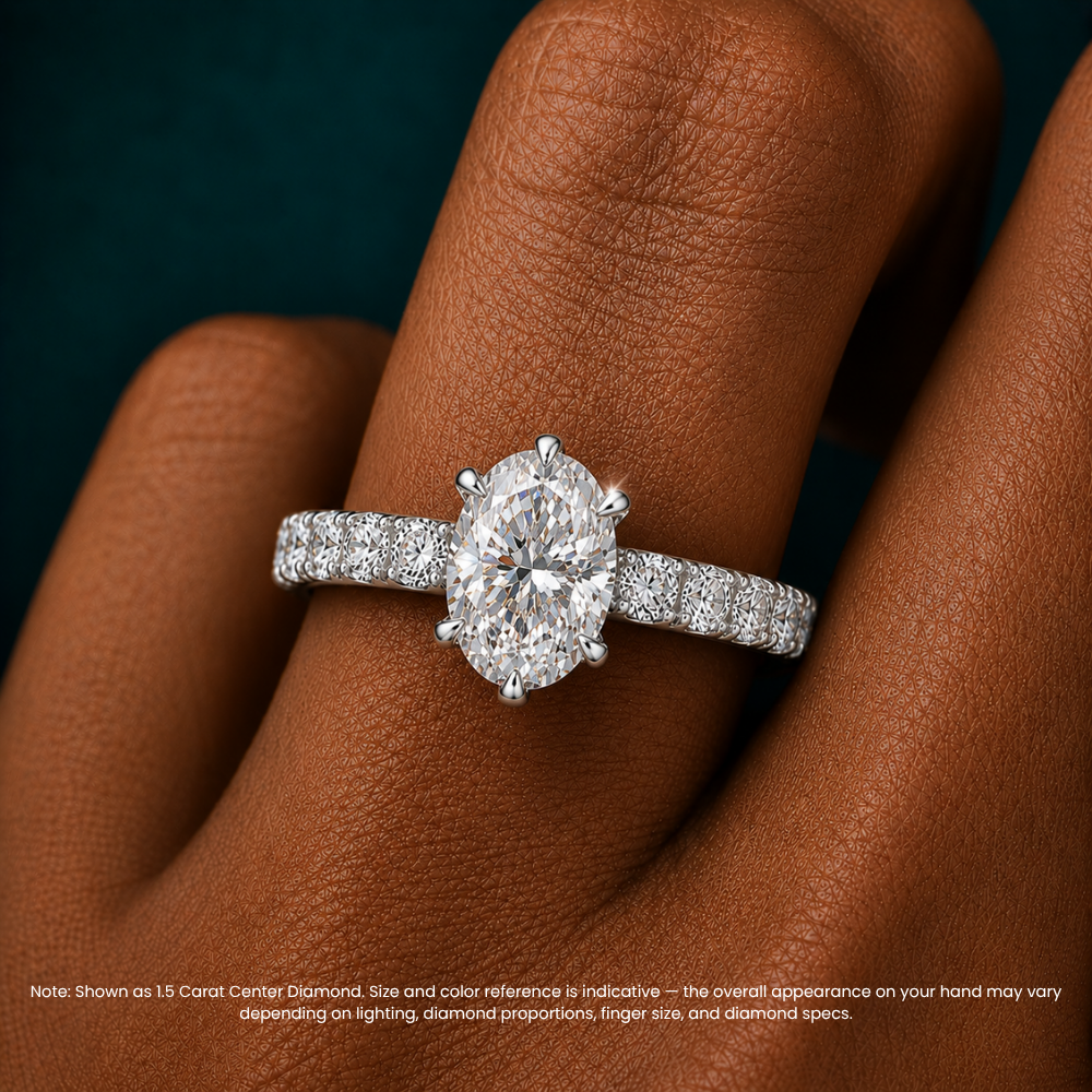 Venera Pave Oval Lab Grown Diamond Engagement Ring (0.5 ct Band) in 18K Gold