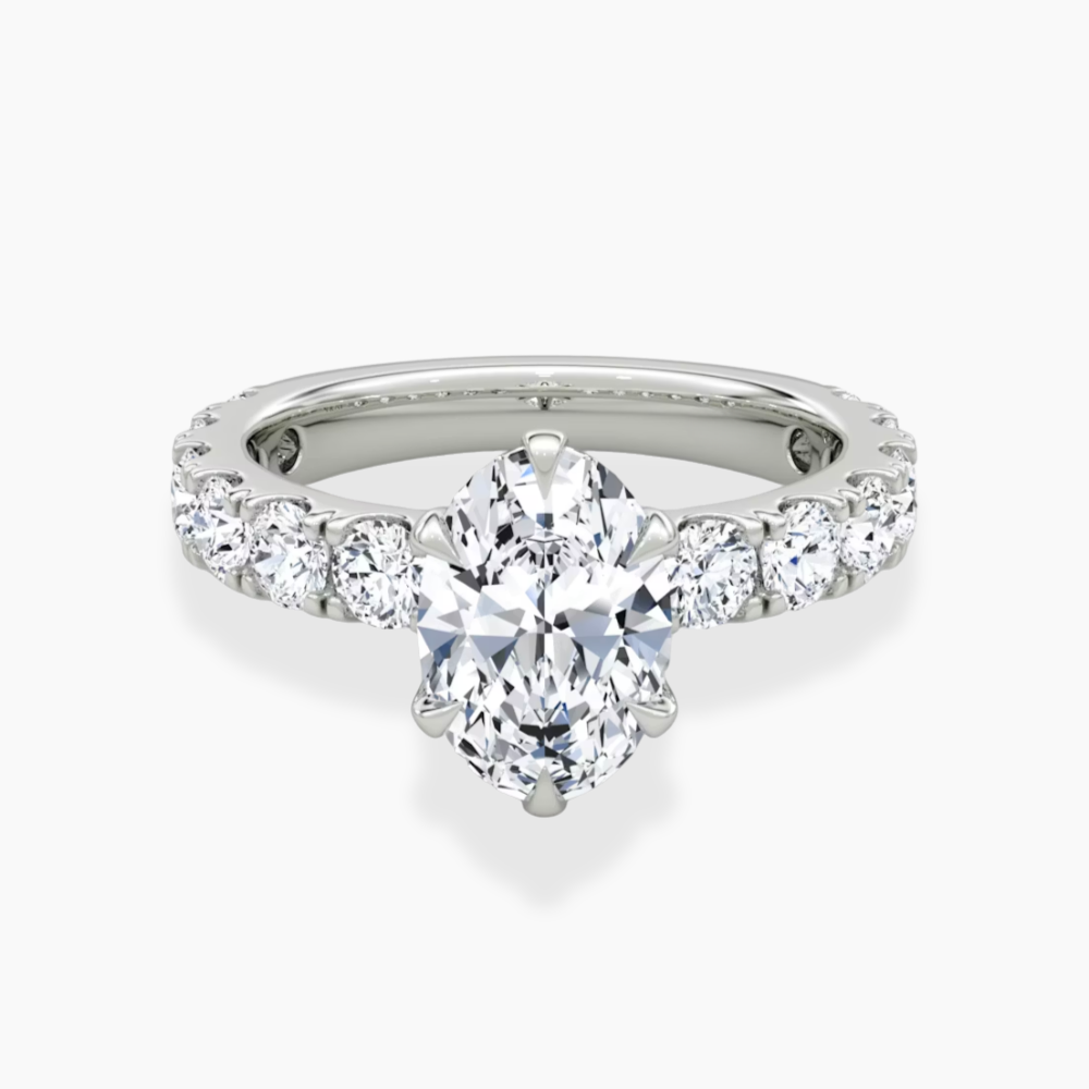 Venera Pave Oval Lab Grown Diamond Engagement Ring (0.5 ct Band) in 18K Gold