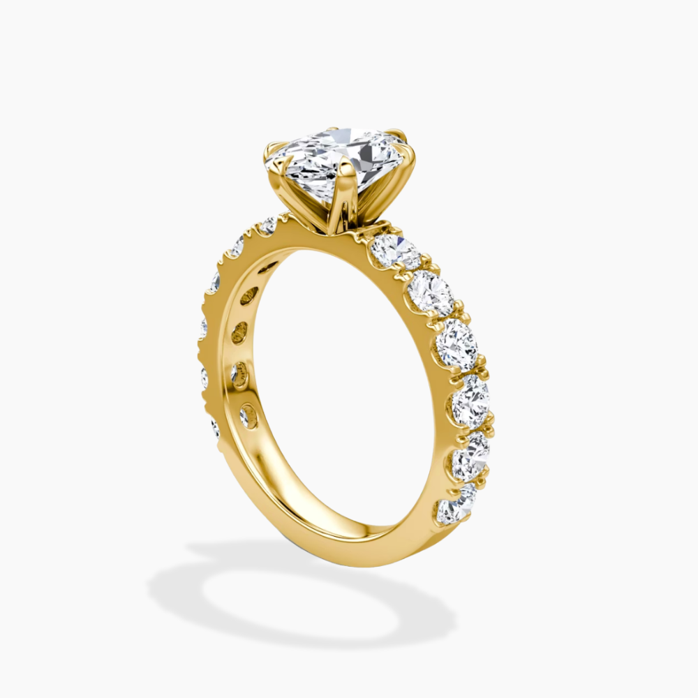 Venera Pave Oval Lab Grown Diamond Engagement Ring (0.5 ct Band) in 18K Gold