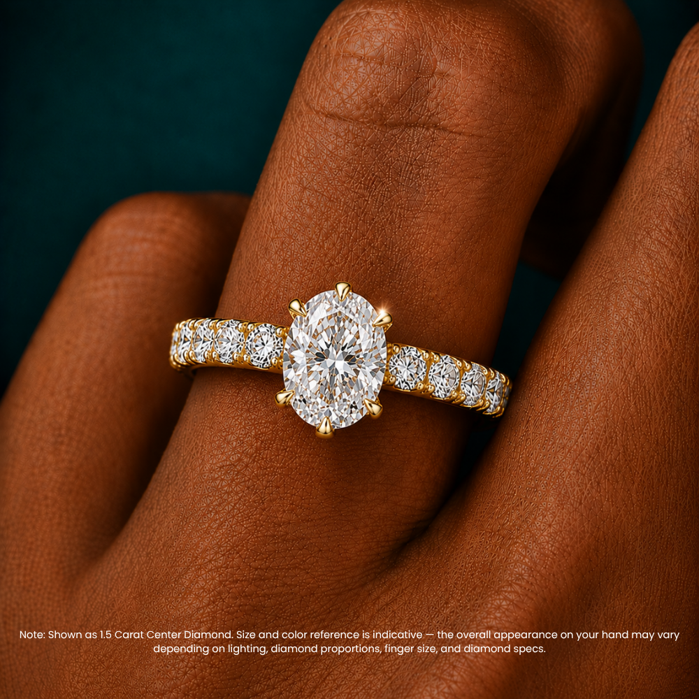 Venera Pave Oval Lab Grown Diamond Engagement Ring (0.5 ct Band) in 18K Gold