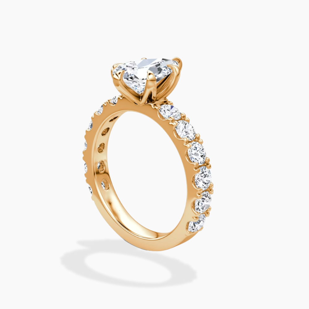 Venera Pave Pear Lab Grown Diamond Engagement Ring (0.5 ct Band) in 18K Gold