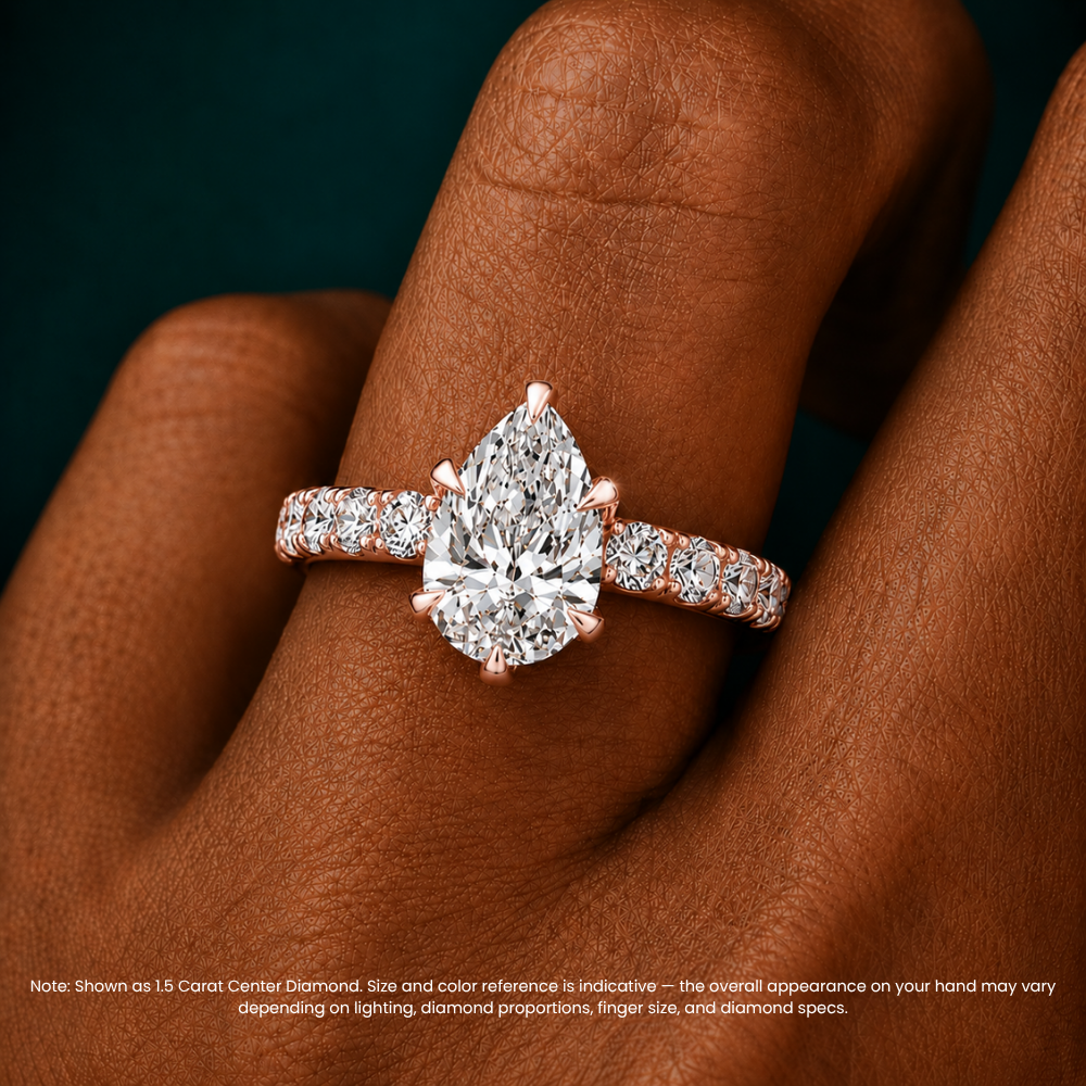 Venera Pave Pear Lab Grown Diamond Engagement Ring (0.5 ct Band) in 18K Gold