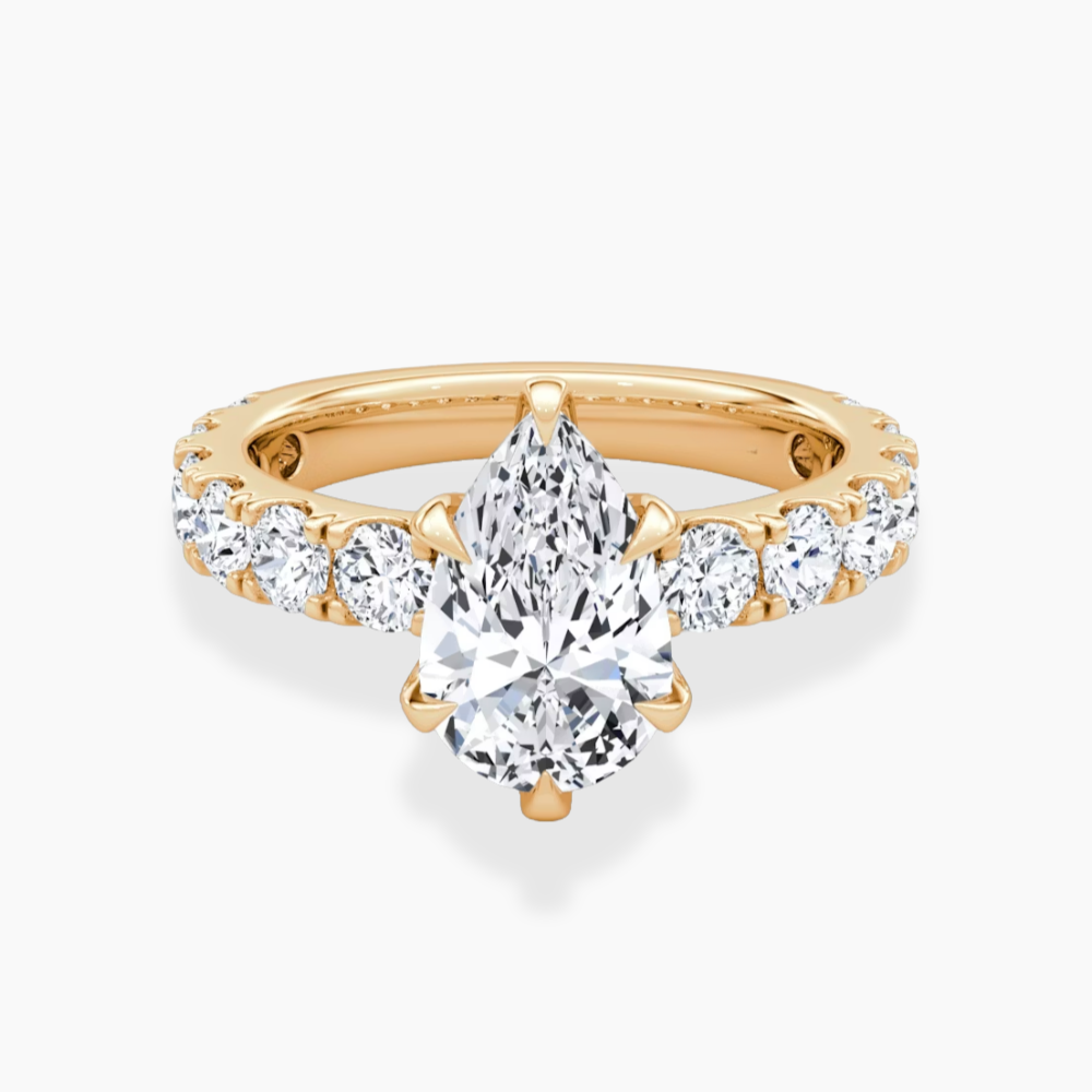 Venera Pave Pear Lab Grown Diamond Engagement Ring (0.5 ct Band) in 18K Gold