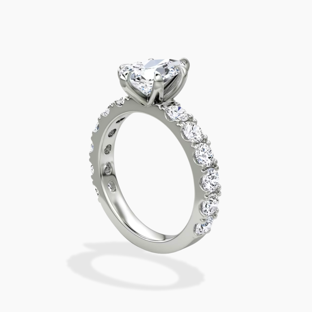 Venera Pave Pear Lab Grown Diamond Engagement Ring (0.5 ct Band) in 18K Gold