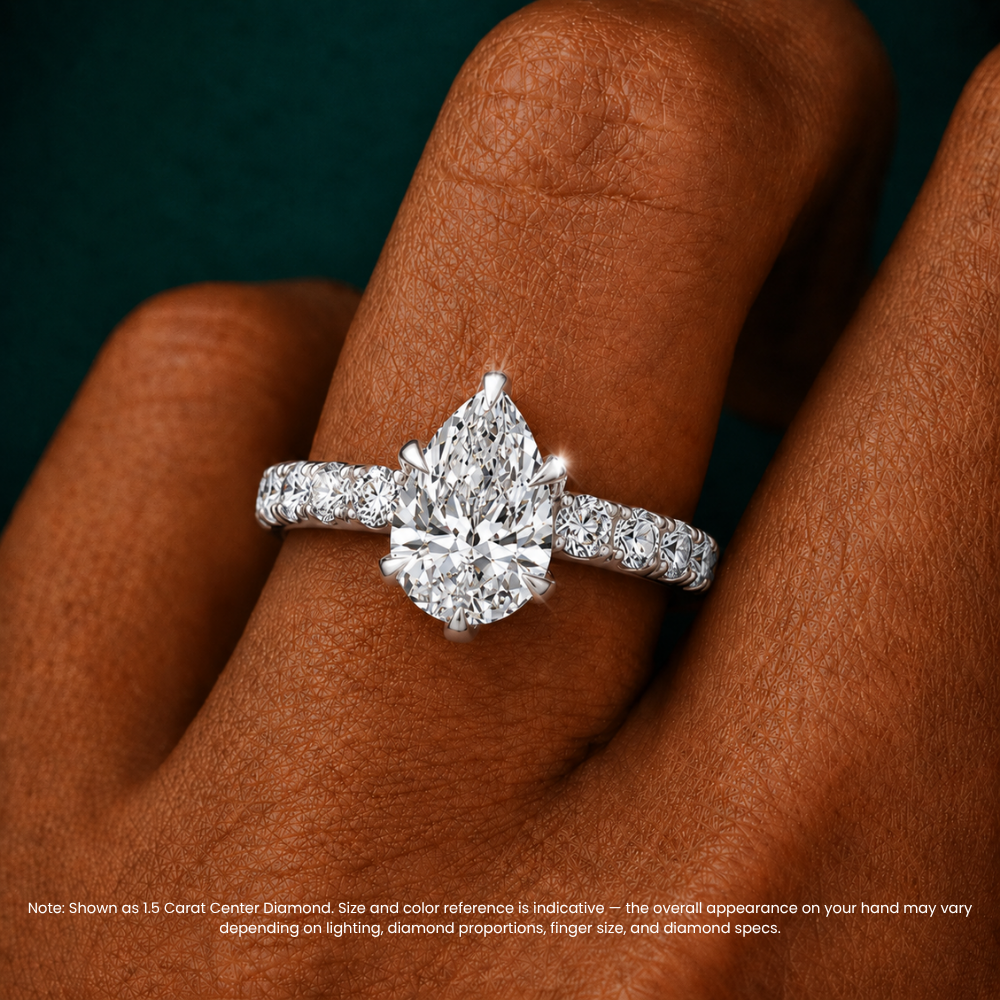 Venera Pave Pear Lab Grown Diamond Engagement Ring (0.5 ct Band) in 18K Gold