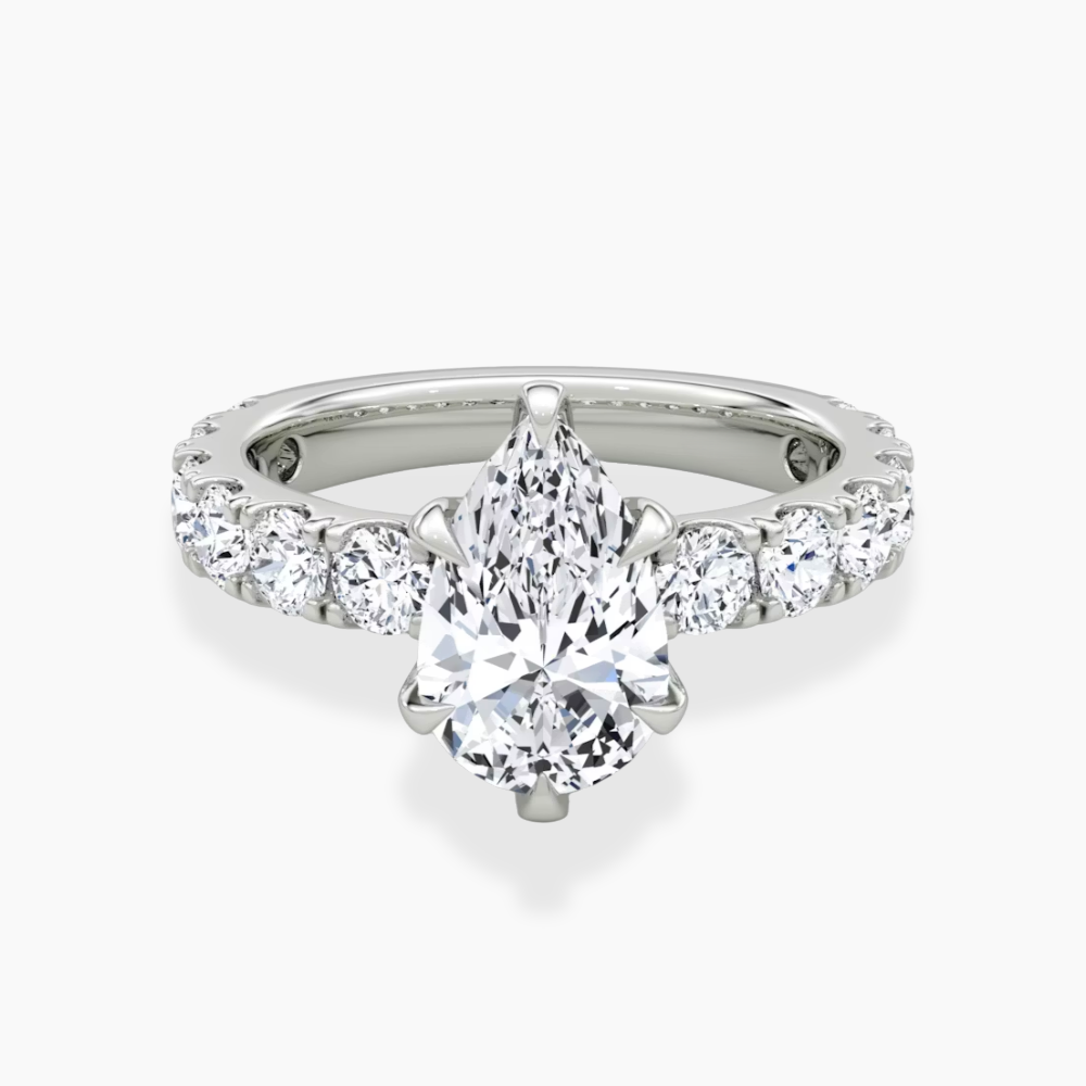 Venera Pave Pear Lab Grown Diamond Engagement Ring (0.5 ct Band) in 18K Gold