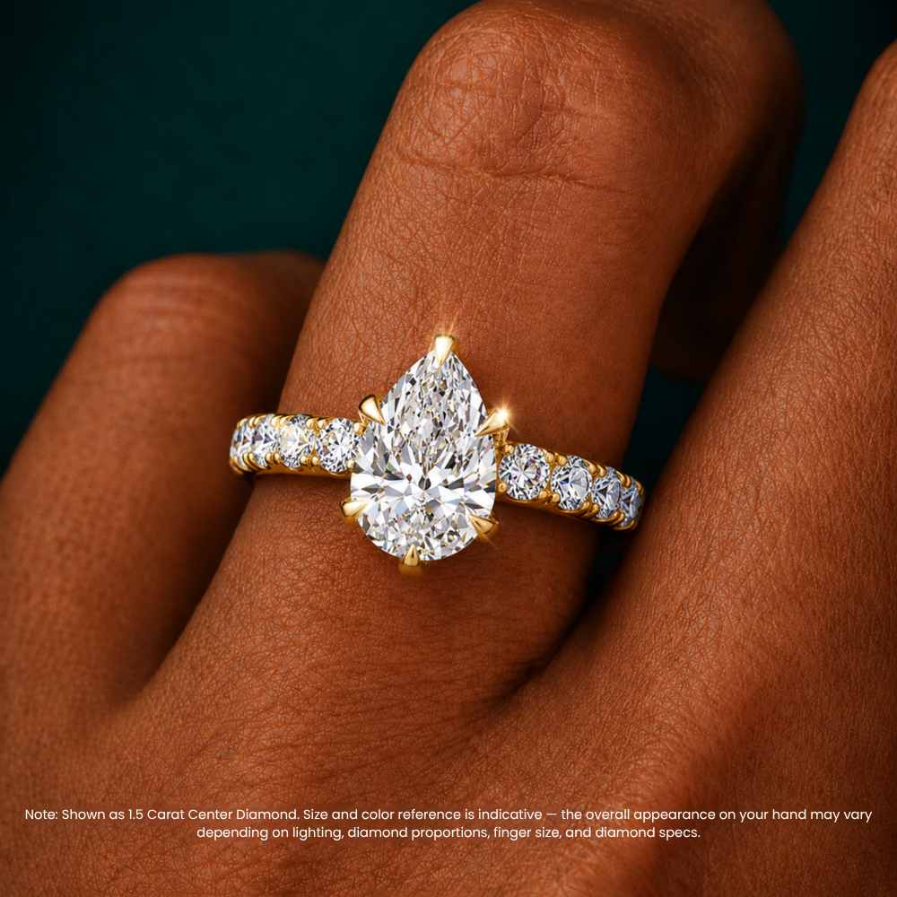 Venera Pave Pear Lab Grown Diamond Engagement Ring (0.5 ct Band) in 18K Gold