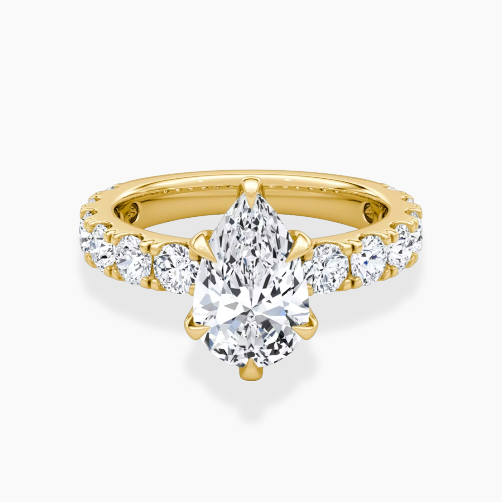 Venera Pave Pear Lab Grown Diamond Engagement Ring (0.5 ct Band) in 18K Gold