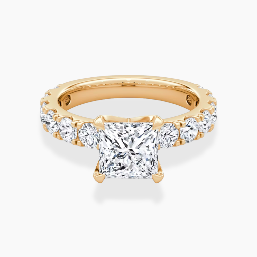 Venera Pave Princess Lab Grown Diamond Engagement Ring (0.5 ct Band) in 18K Gold