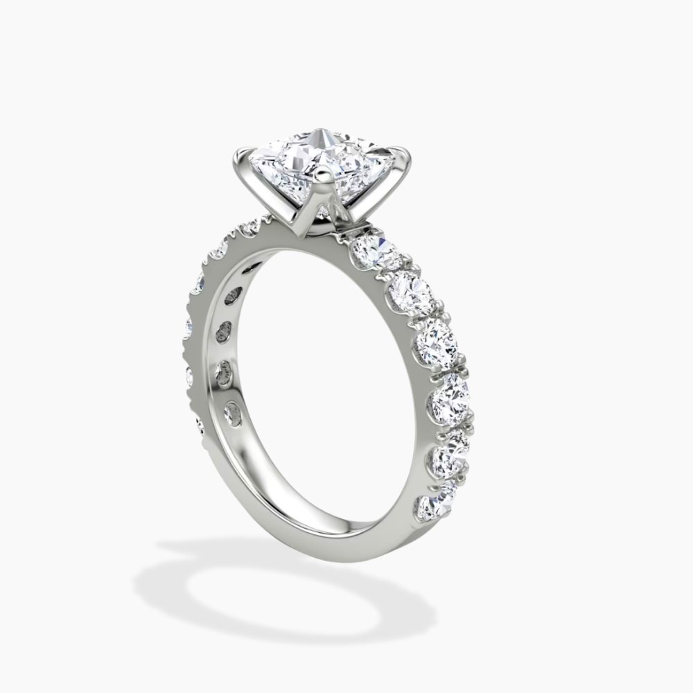 Venera Pave Princess Lab Grown Diamond Engagement Ring (0.5 ct Band) in 18K Gold