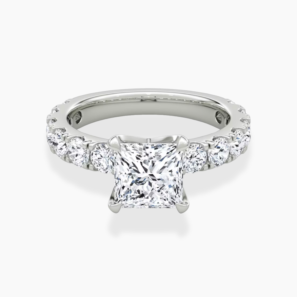 Venera Pave Princess Lab Grown Diamond Engagement Ring (0.5 ct Band) in 18K Gold