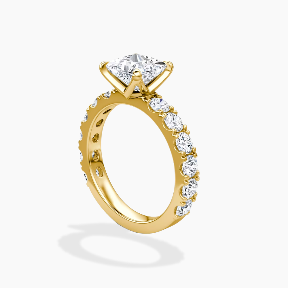 Venera Pave Princess Lab Grown Diamond Engagement Ring (0.5 ct Band) in 18K Gold