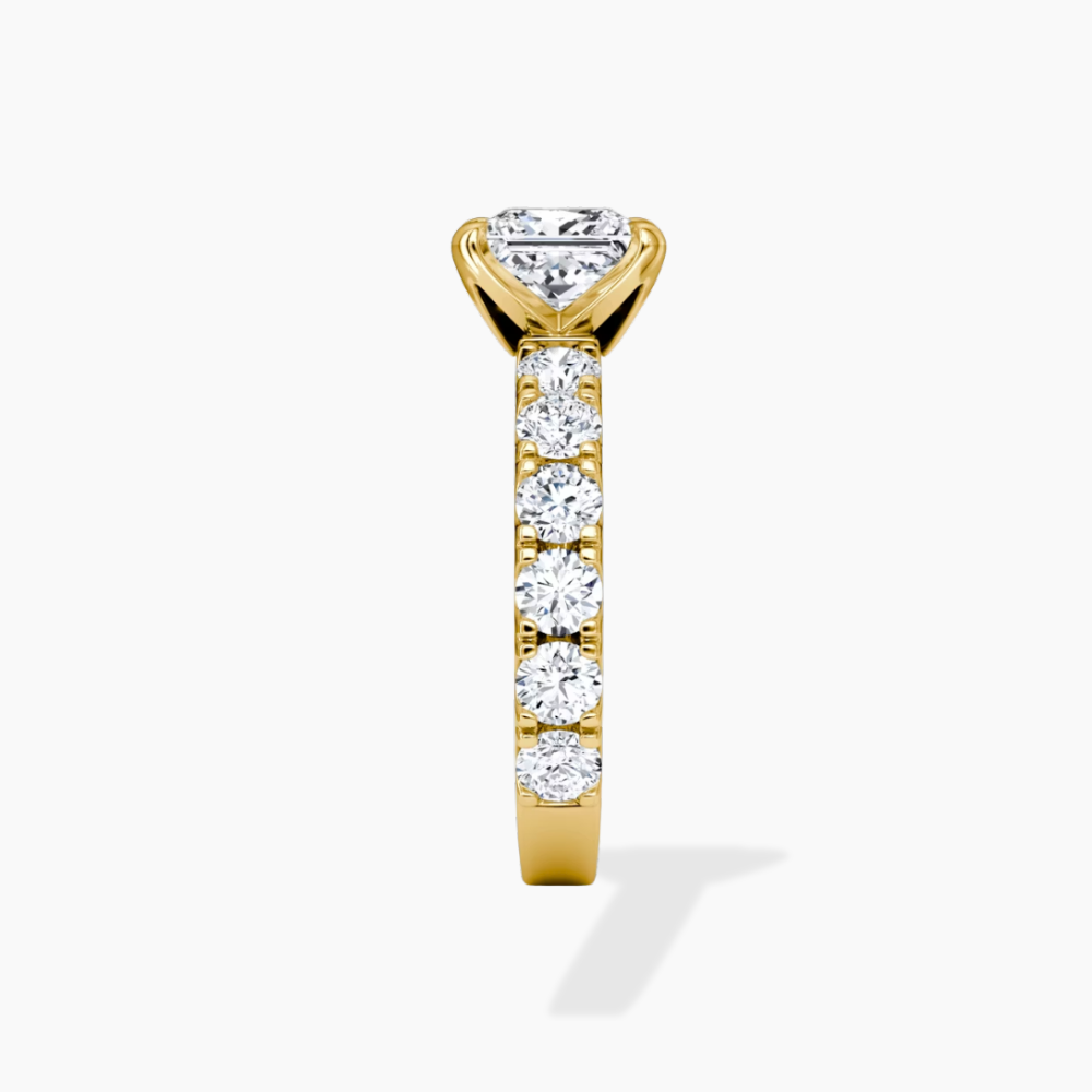 Venera Pave Princess Lab Grown Diamond Engagement Ring (0.5 ct Band) in 18K Gold