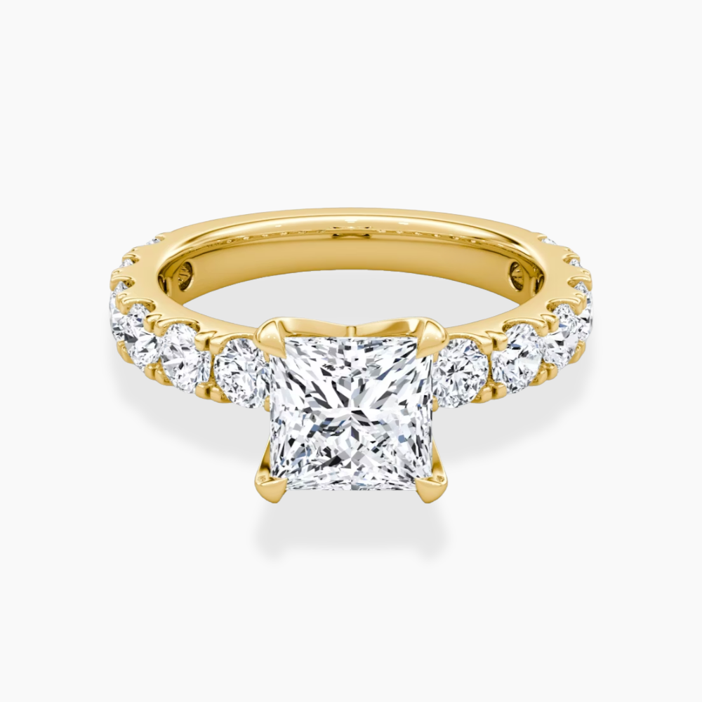 Venera Pave Princess Lab Grown Diamond Engagement Ring (0.5 ct Band) in 18K Gold