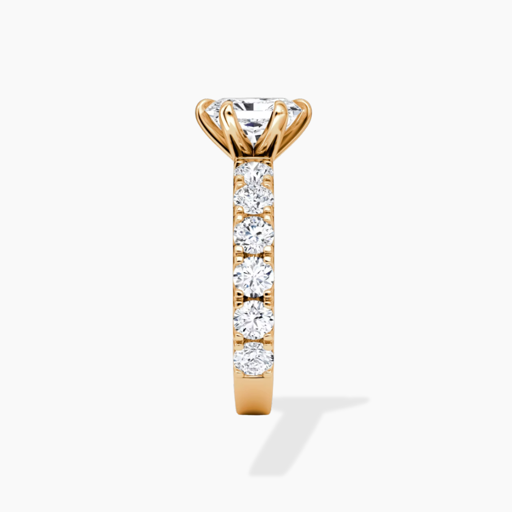 Venera Pave Radiant Lab Grown Diamond Engagement Ring (0.5 ct Band) in 18K Gold