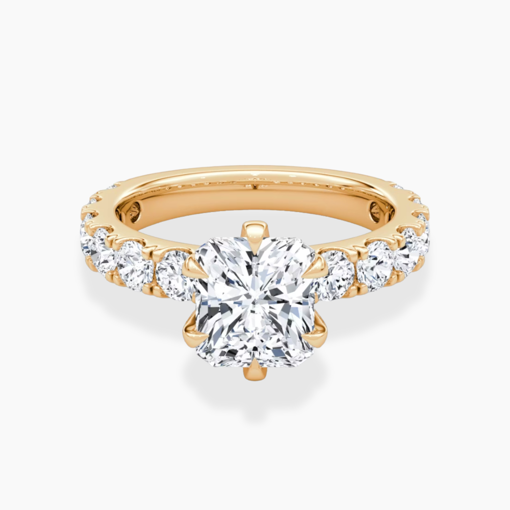 Venera Pave Radiant Lab Grown Diamond Engagement Ring (0.5 ct Band) in 18K Gold