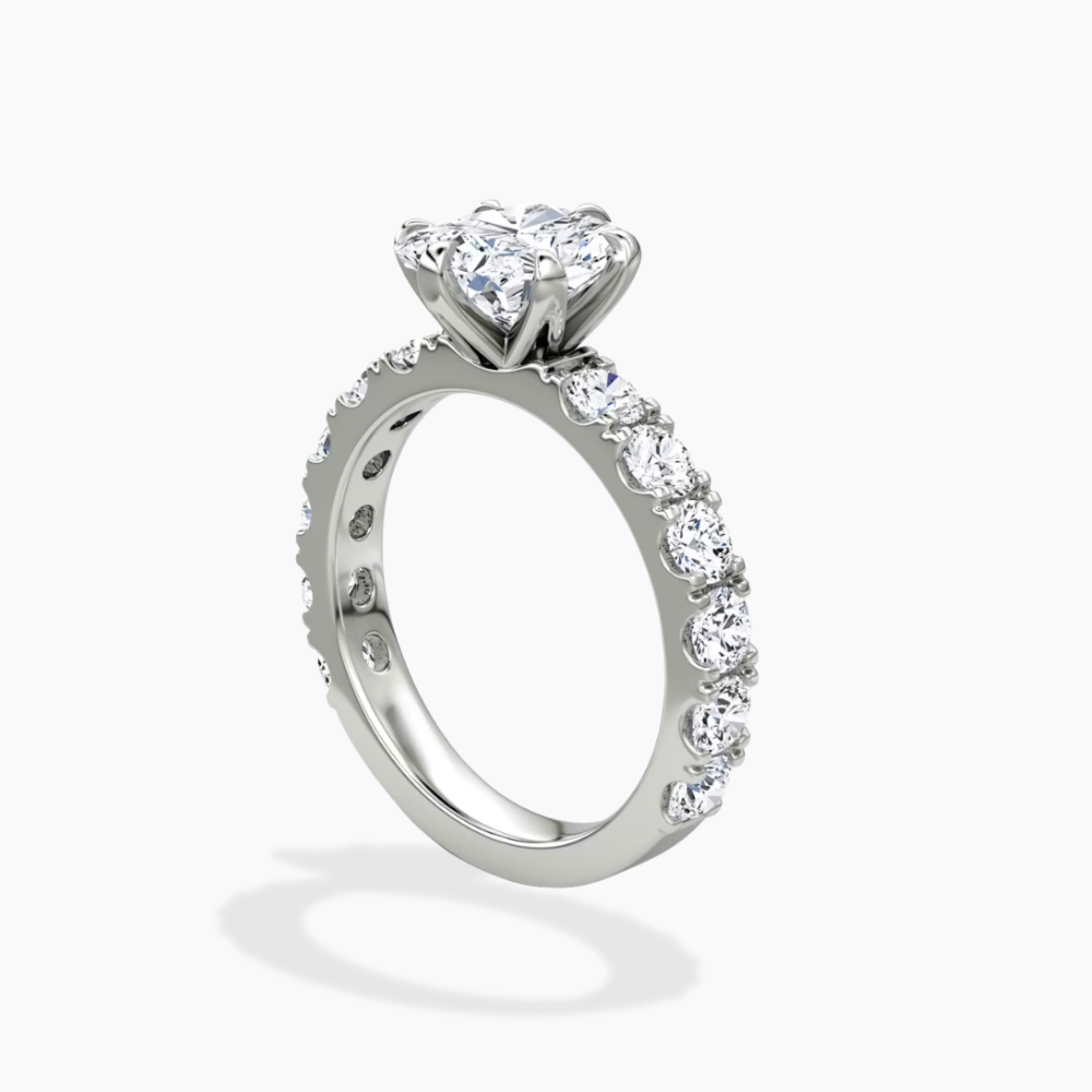 Venera Pave Radiant Lab Grown Diamond Engagement Ring (0.5 ct Band) in 18K Gold