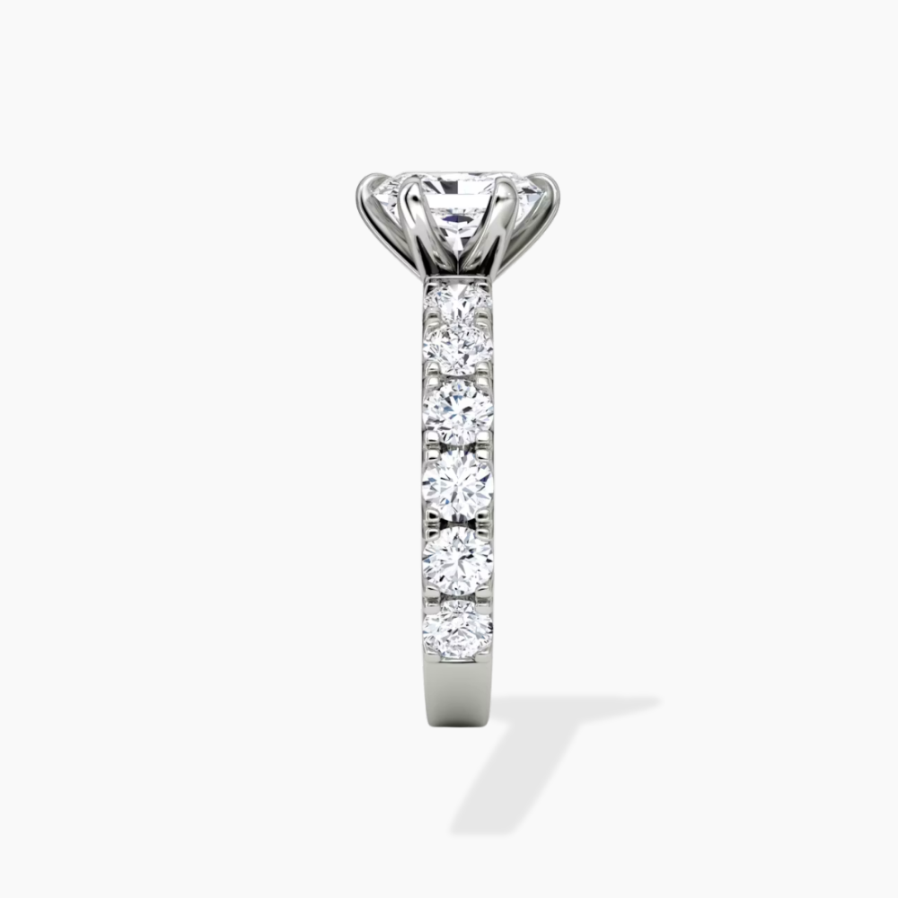 Venera Pave Radiant Lab Grown Diamond Engagement Ring (0.5 ct Band) in 18K Gold