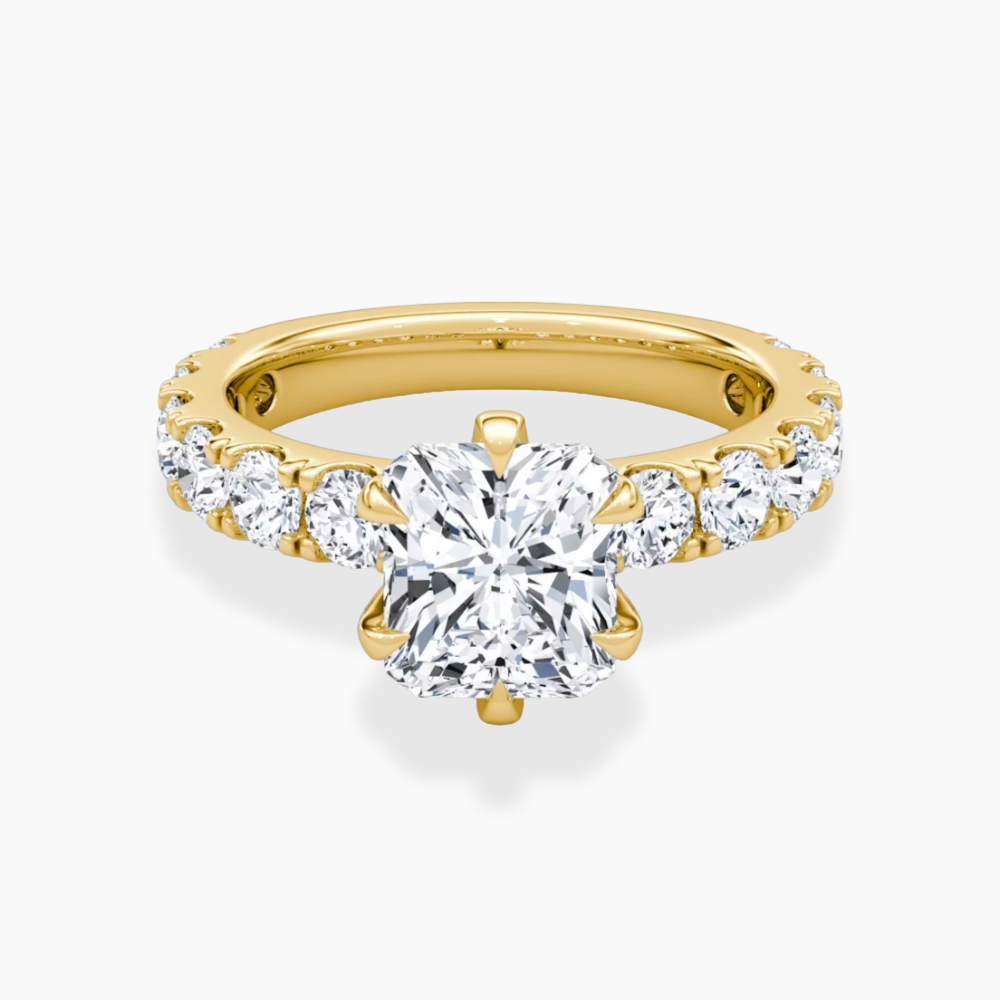 Venera Pave Radiant Lab Grown Diamond Engagement Ring (0.5 ct Band) in 18K Gold