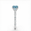 Ocean Eyes Accents Fancy Blue Lab Grown Diamond Engagement Ring in 18K Gold - Oval