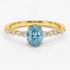 Ocean Eyes Accents Fancy Blue Lab Grown Diamond Engagement Ring in 18K Gold - Oval