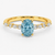 Ocean Eyes Accents Fancy Blue Lab Grown Diamond Engagement Ring in 18K Gold - Oval