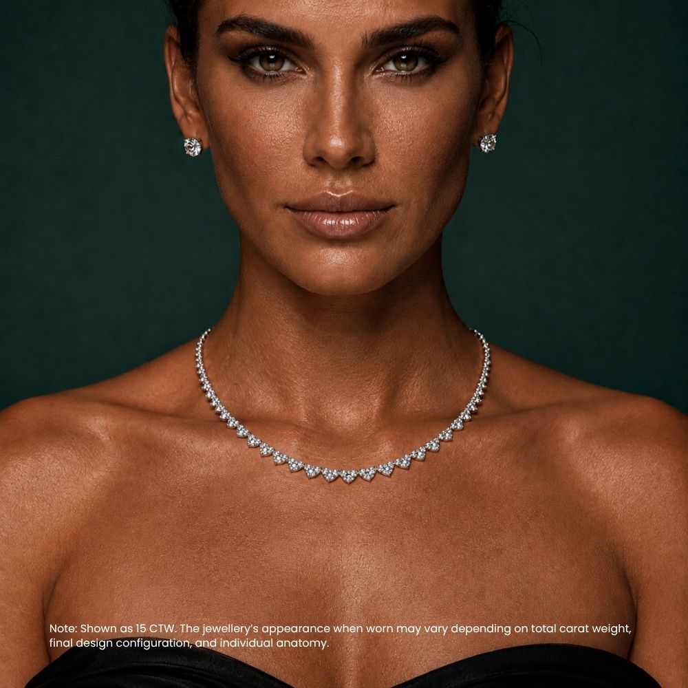 Amal Heart Tennis High Jewellery Lab Diamond 40 Carat Necklace (16 in.) 18K White Gold