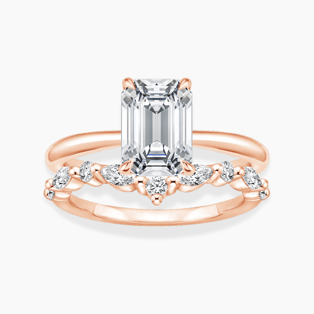 Antoinette Lab Diamond Ring Set in 18K Gold - Emerald