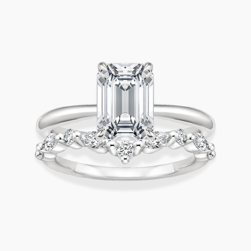 Antoinette Lab Diamond Ring Set in 18K Gold - Emerald