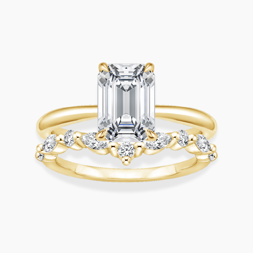 Antoinette Lab Diamond Ring Set in 18K Gold - Emerald