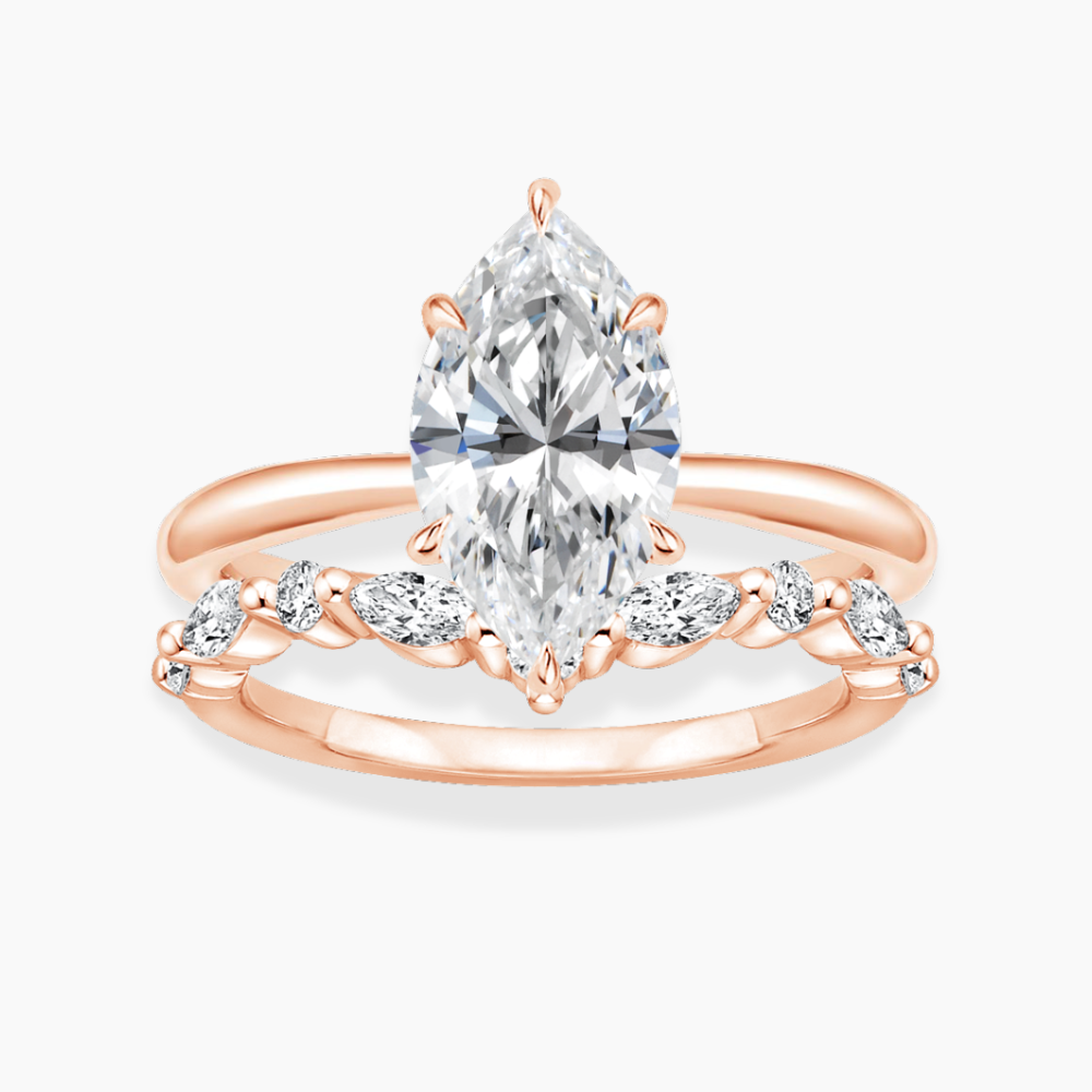 Antoinette Lab Diamond Ring Set in 18K Gold - Marquise