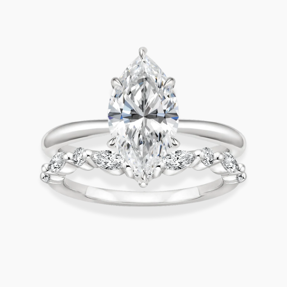 Antoinette Lab Diamond Ring Set in 18K Gold - Marquise