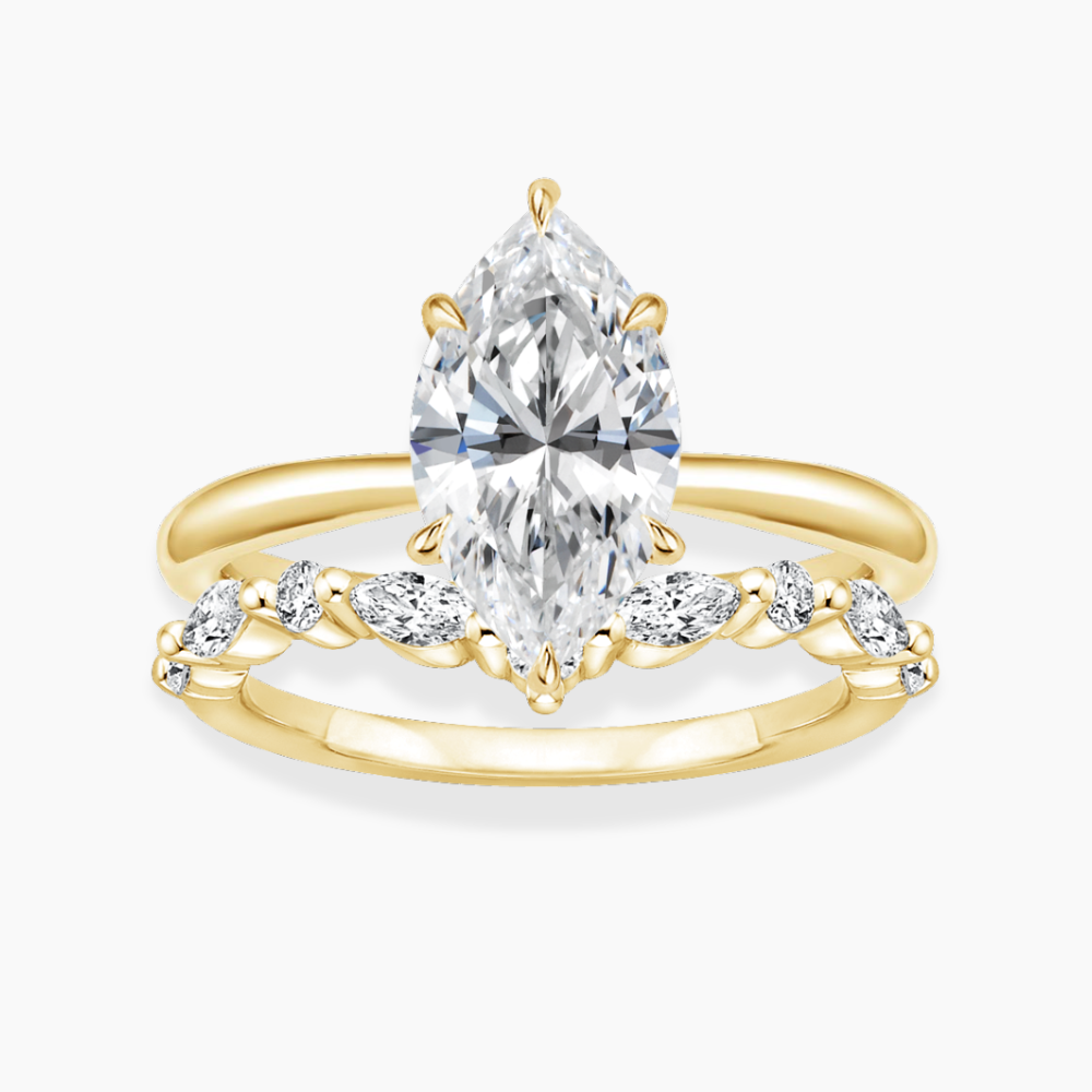 Antoinette Lab Diamond Ring Set in 18K Gold - Marquise