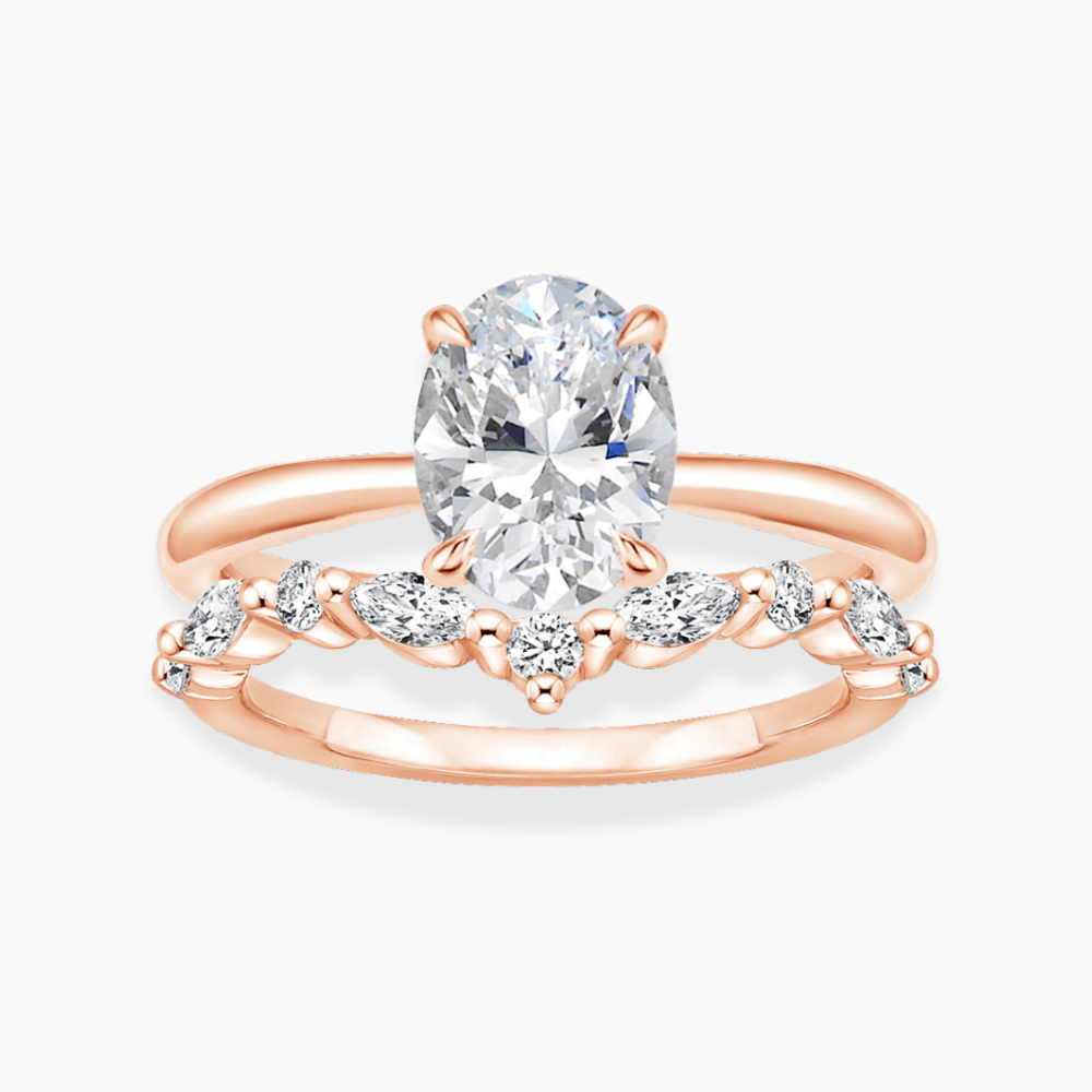 Antoinette Lab Diamond Ring Set in 18K Gold - Oval