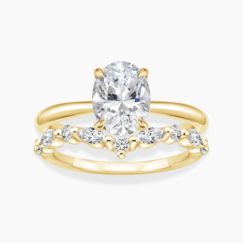 Antoinette Lab Diamond Ring Set in 18K Gold - Oval