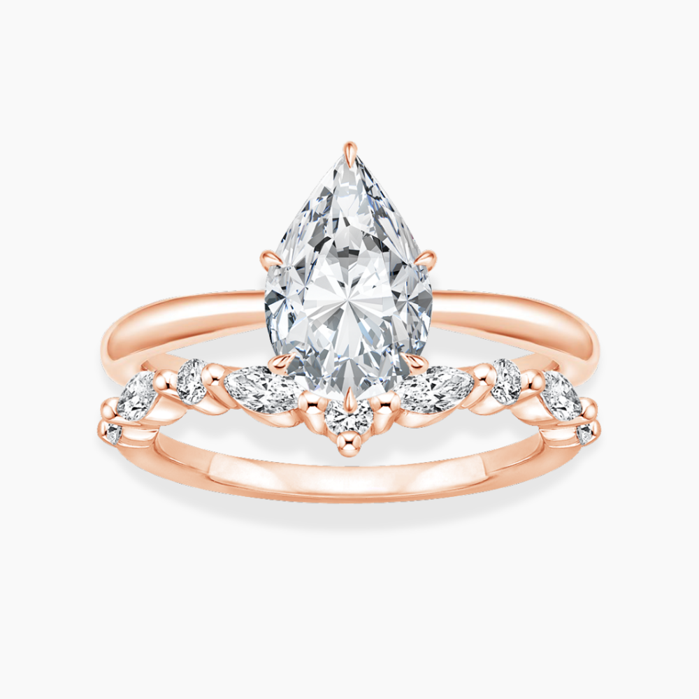 Antoinette Lab Diamond Ring Set in 18K Gold - Pear
