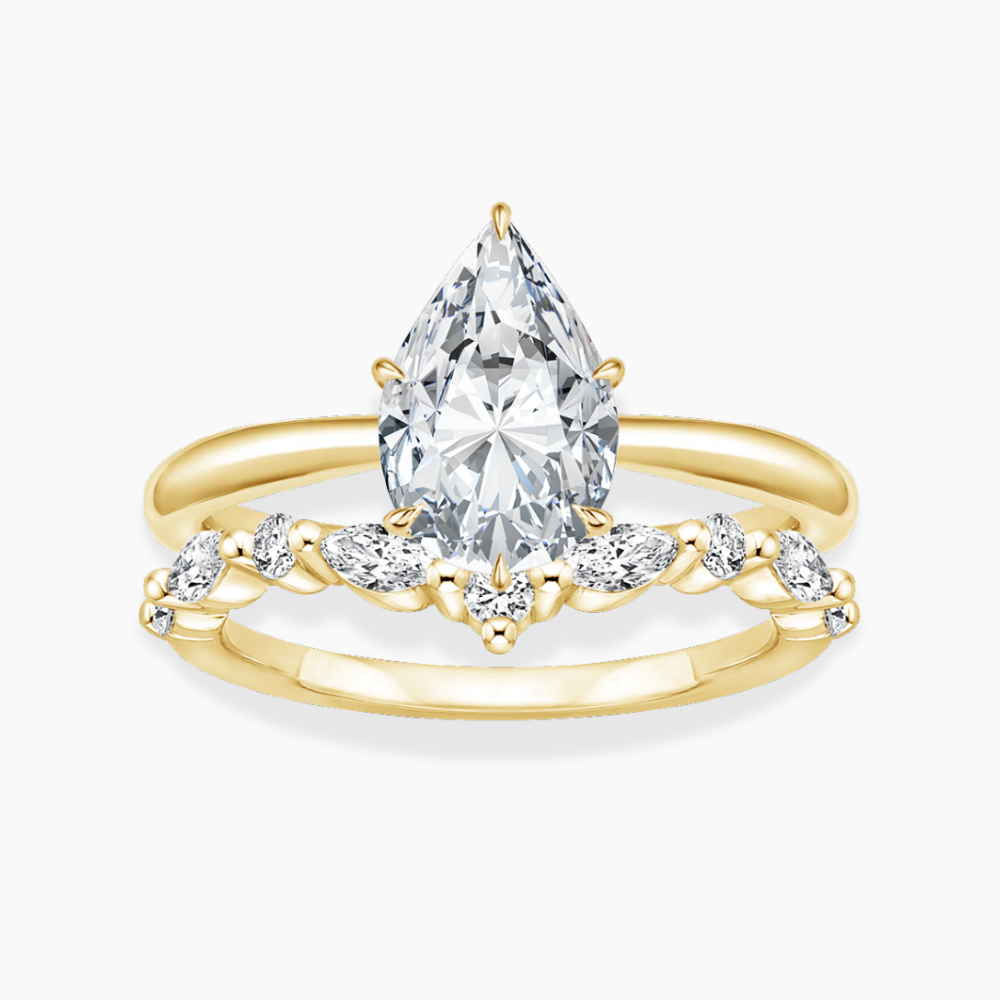 Antoinette Lab Diamond Ring Set in 18K Gold - Pear