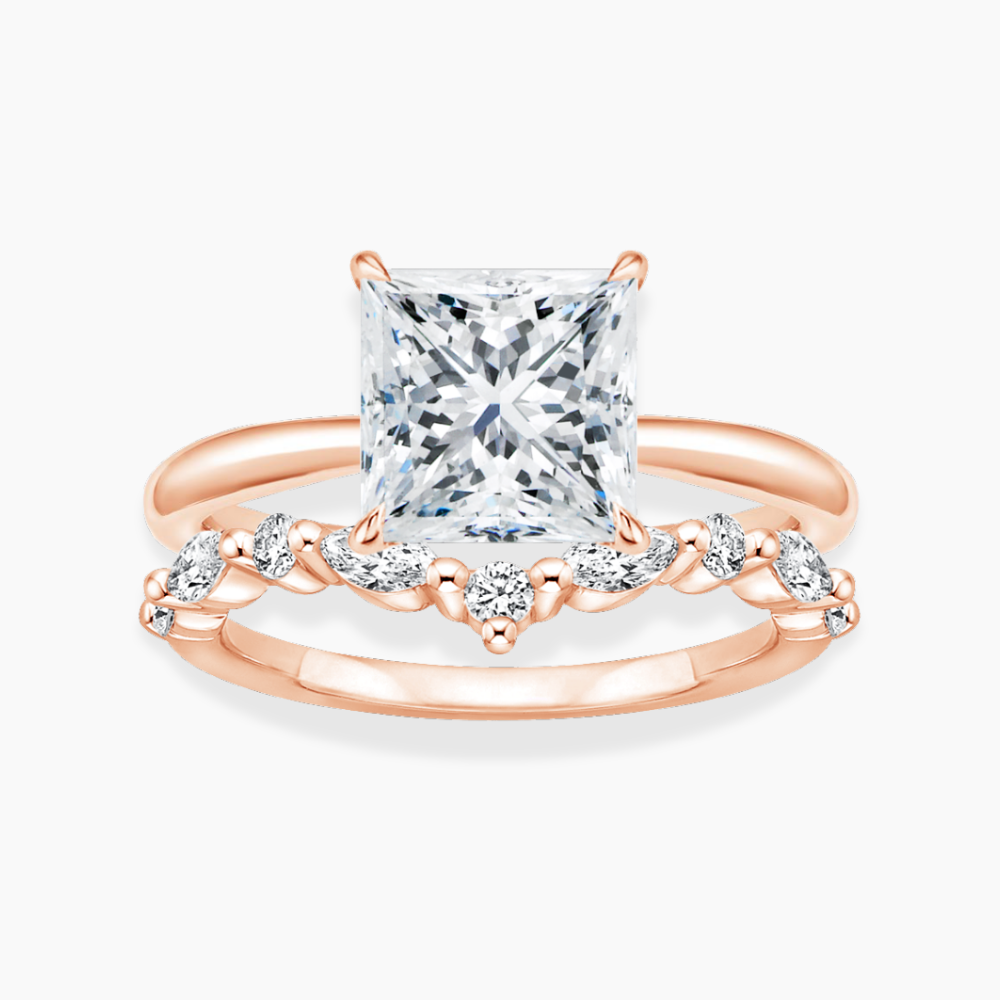 Antoinette Lab Diamond Ring Set in 18K Gold - Princess