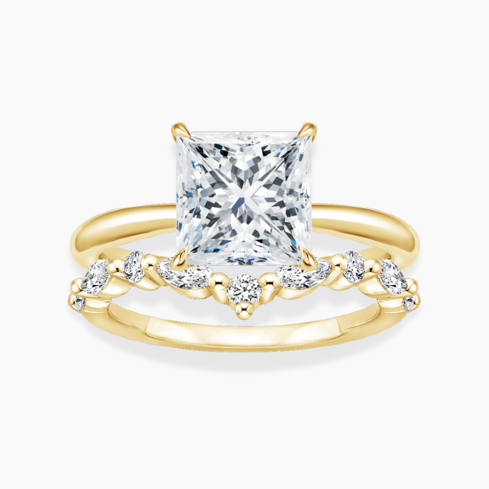 Antoinette Lab Diamond Ring Set in 18K Gold - Princess