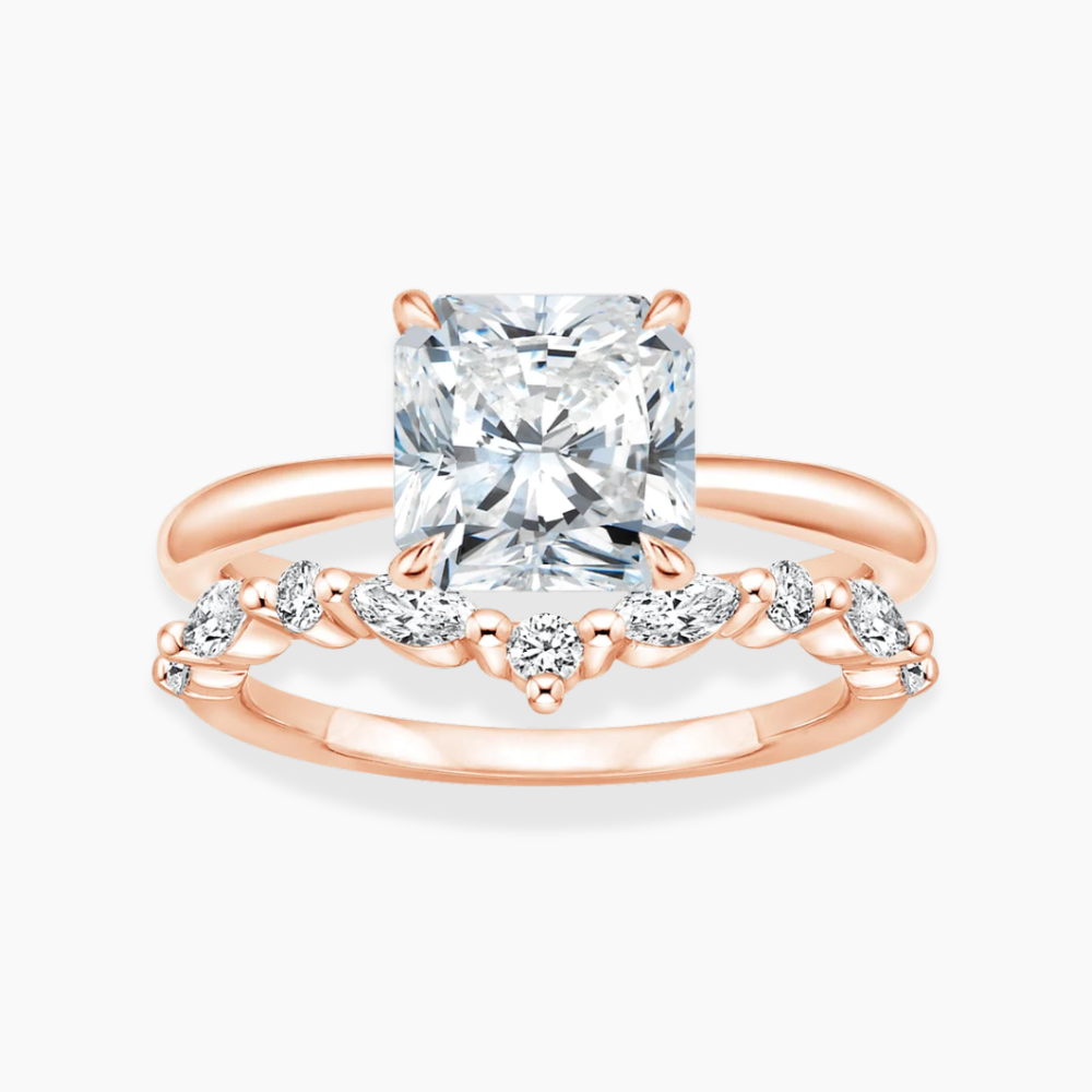 Antoinette Lab Diamond Ring Set in 18K Gold - Radiant