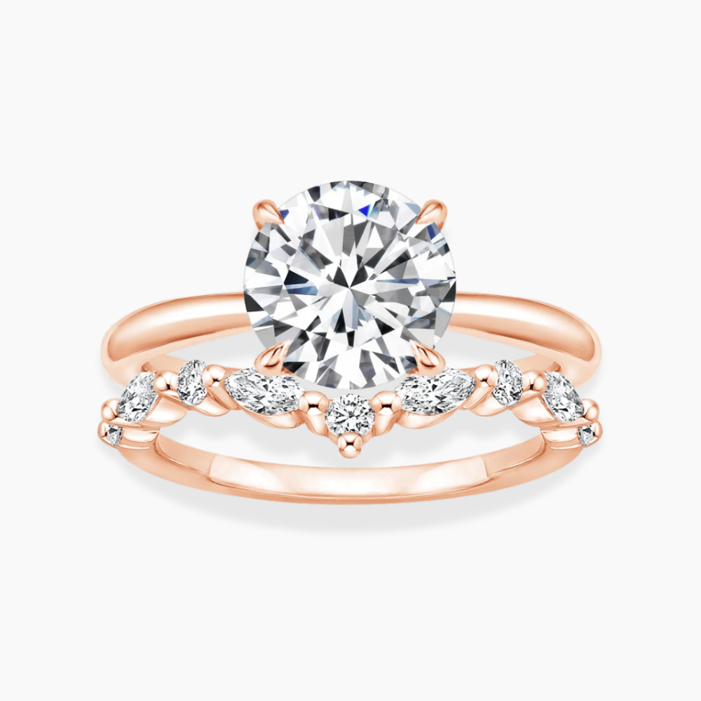 Antoinette Lab Diamond Ring Set in 18K Gold - Round