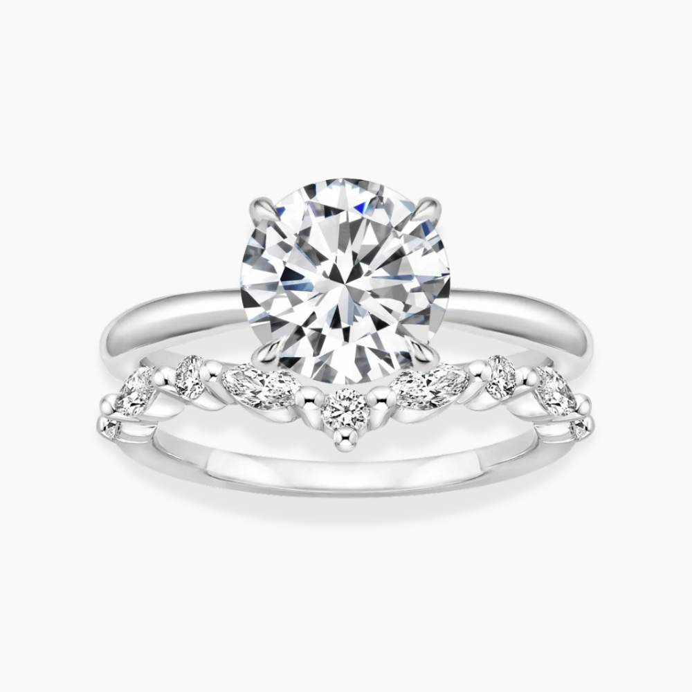 Antoinette Lab Diamond Ring Set in 18K Gold - Round