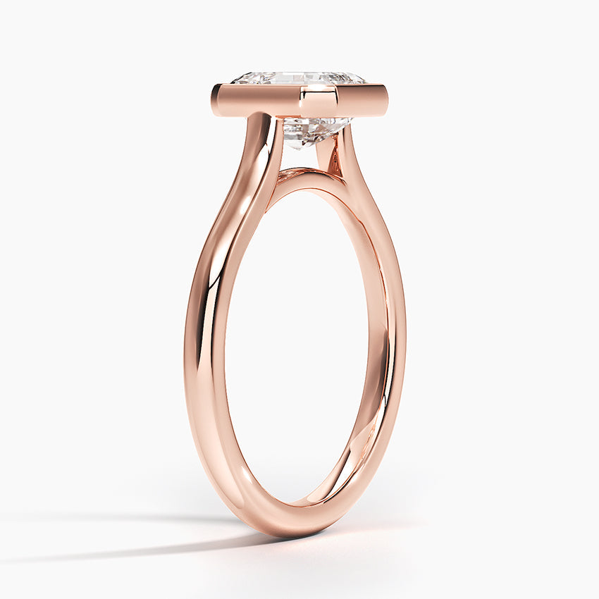 Bezel Lab Grown Diamond Engagement Ring 18K Gold - Asscher
