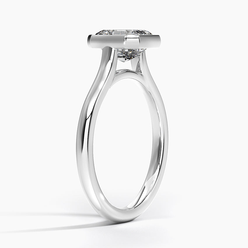 Bezel Lab Grown Diamond Engagement Ring 18K Gold - Asscher