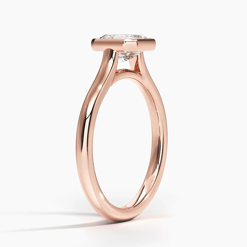 Bezel Lab Grown Diamond Engagement Ring 18K Gold - Asscher