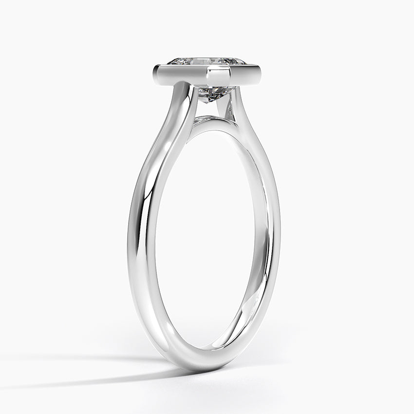 Bezel Lab Grown Diamond Engagement Ring 18K Gold - Asscher