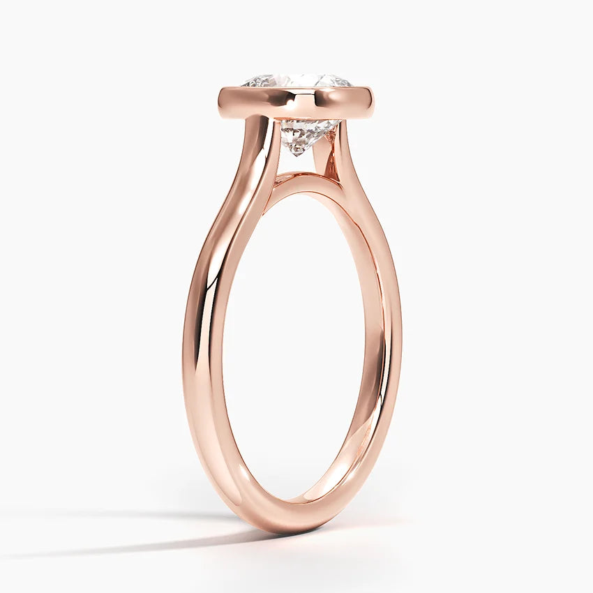 Bezel Lab Grown Diamond Engagement Ring 18K Gold - Cushion