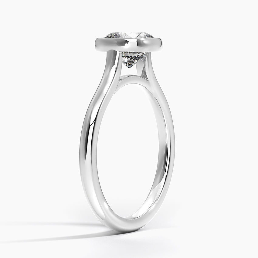Bezel Lab Grown Diamond Engagement Ring 18K Gold - Cushion